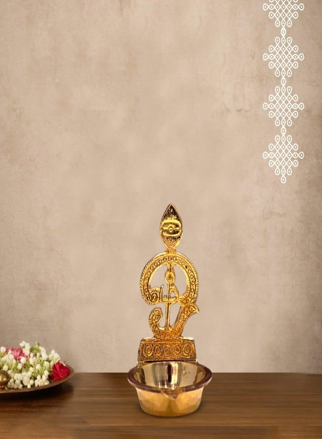 PUYANGAM بويانغام براس أوم فيل فيلاككو | Murugan Diya - مصباح زيت نحاسي تاميل أوم لبوجا - Image 4